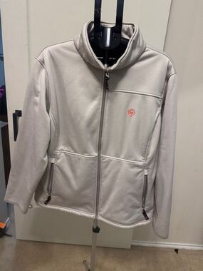 Game Winner Light Gray Utility Jacket with Zip Pockets and Subtle Emblem 2XL